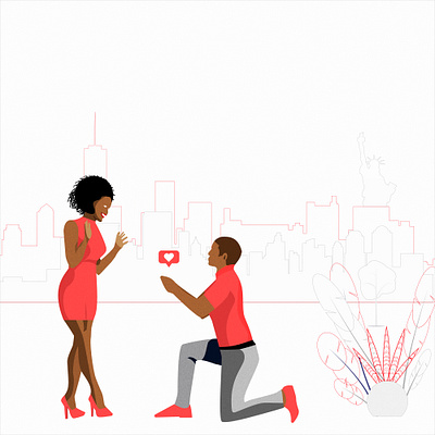 A Token of My Like couple design illustration like love man new york ny proposal red social media woman