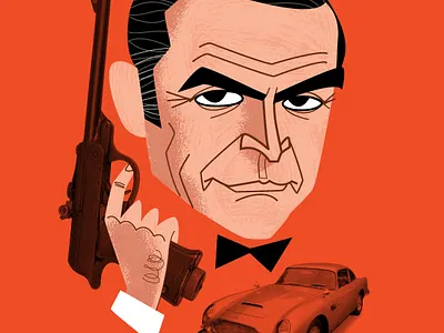 007 007 007 movie actor adobe creative cloud adobe illustrator caricature cartoon cult diego riselli fanart james bond midcenturymodern movie portrait retro sean connery spymovie vector wacom cintiq