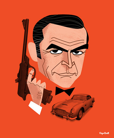 007 007 007 movie actor adobe creative cloud adobe illustrator caricature cartoon cult diego riselli fanart james bond midcenturymodern movie portrait retro sean connery spymovie vector wacom cintiq