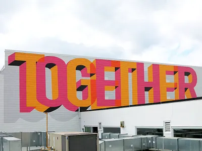 Together - 90ft x 30ft grafitti lettering mural typography