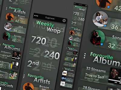 Spotify Weekly Wrap app branding design flat icon music music art music artwork type ui ux