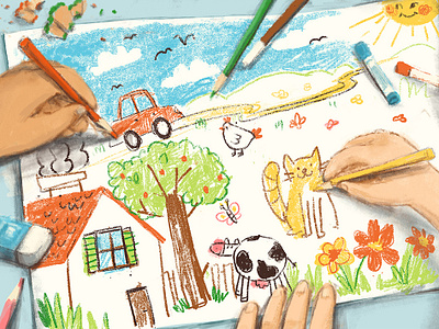 Children Drawing children book illustration children drawing children illustration color pencils crayons fun illustration illustration markers vivid colors