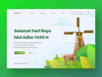 Idul Adha 1440h - Landing Page by Ramadhany Creative app branding branding design clean clean ui dribbble best shot flat green identity illustration landing landingpage minimal page ui uiux ux vector web website