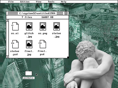 ｕｎｔｉｔｌｅｄ１９８４ 1984 aesthetic computer design mac macintosh marble retro statue ui untitled user interface vaporwave windows