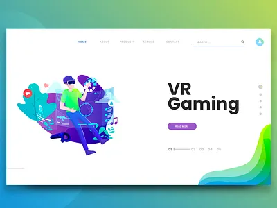 Vr Gaming design gradient minimal ui ux