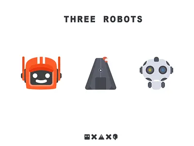 Three robots 2d branding death design icon illustration love robot robots ui vector web