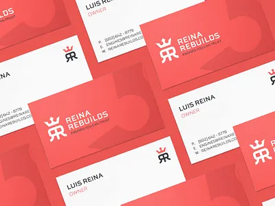 Reina Rebuild Business Cards business cards cars crown engines mechanics print design queen red royalty