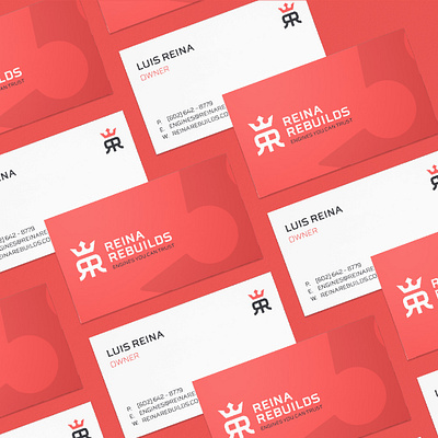 Reina Rebuild Business Cards business cards cars crown engines mechanics print design queen red royalty