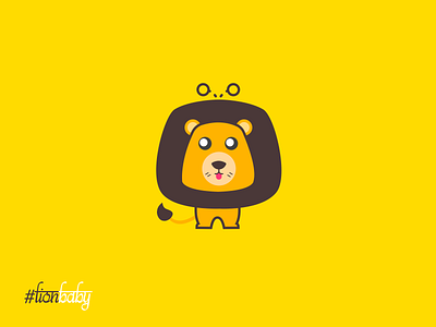 Lion baby animal animal illustration art beautiful cute cute animal cute animals cute art cute illustration design flat flat design flat illustration illustration lion minimal sketch vector yellow