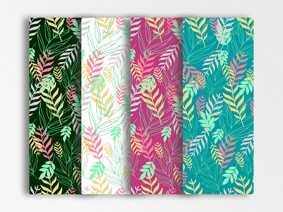 LeavesPatternSet design gray leaves green leaves multicolored leaves multicolored pattern pink leaves symbol yellow leaves