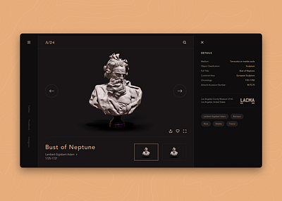 Weekly UI #002 - Art Detail Page 3d art branding dark flat flatdesign homepage icon illustration logo los angeles sculpture user experience user interface web web design