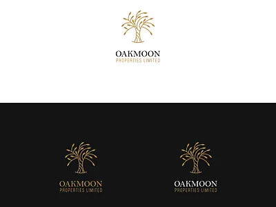 Oakmoon logo design brand branding design golden logo logo design moon oak oak logo oak tree oakmoon real estate logo vector