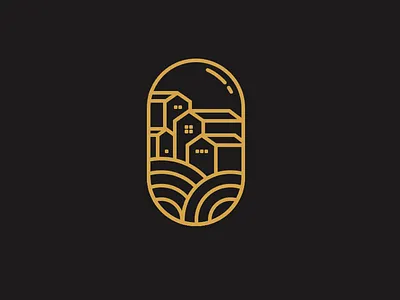 The village in terrarium brand design branding house illustration logo ocean terrarium village wave