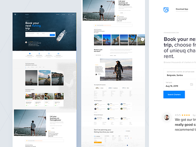 FishingBooker.com Concept -Book your next fishing trip booking design fishing interface landing travel ui ux web