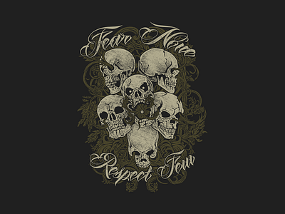 Fear None Respect Few akhzart angry apparel design badge band art beast biker brand clothing design graphic design grunge skull hardcore harley davidson illustration merch skull skull and roses typography