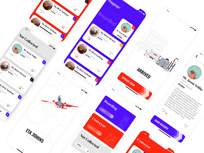 Ground Luggage Crew Concept Design app artwork clean concept crew design flight illustration luggage ui ux