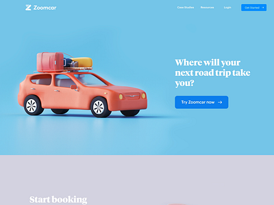 Car rental website design car illustration landing page luggage packing rental ride roadtrip sedan timeless vehicle website