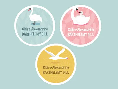 Etiquettes cygne 1/2 adobe animals art birds cute design digital illustration illustrator labels ludilabel pastel research swan vector