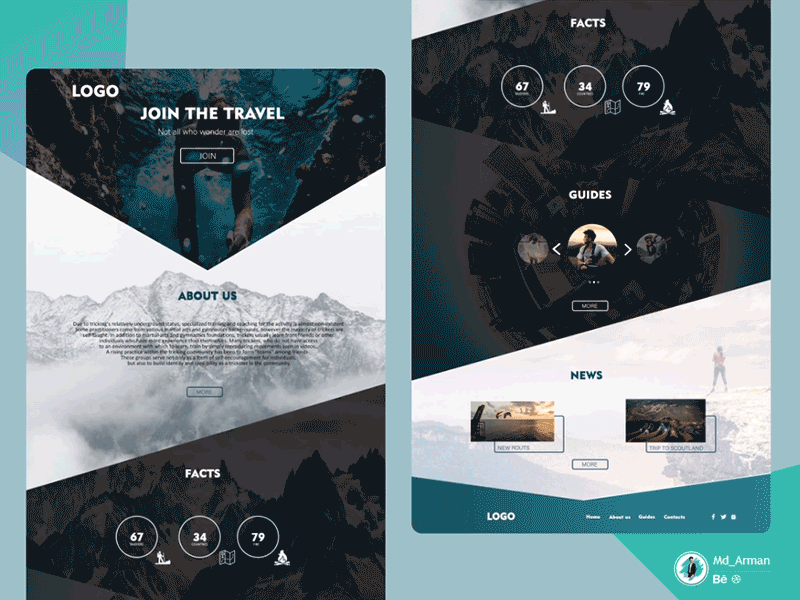 Travel Website UI adobe animate animation blogger color design ios motion graphic travel ui uiuxdesign ux web