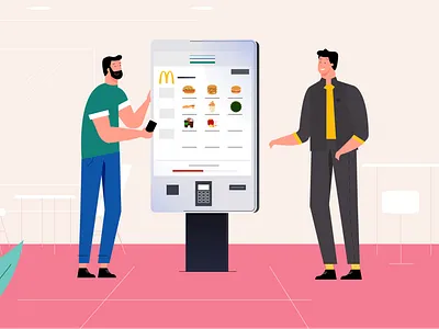 McDonalds 2d bearded burger cafe character illustration man mcdonalds people phone