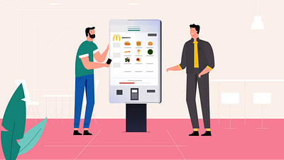 McDonalds 2d bearded burger cafe character illustration man mcdonalds people phone