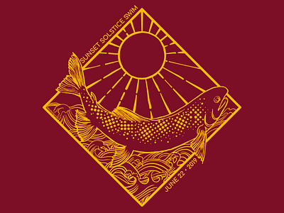 Sunset Solstice Swim 2019 art design event fish art icon illustration logo swim trout vector wildlife wildlife illustration