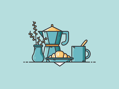 Breakfast Scene breakfast coffee croissant icon illustration vector vectorart