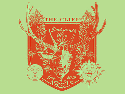 The Cliff 2019 animal skull antlers art design elk event foliage icon illustrated illustration logo medieval moon skull sun swim vector wildlife wildlife illustration