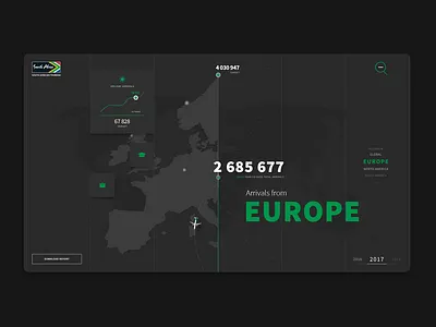 South African Tourism Data Visualisation concept design dark ui data visualization design interaction design typography ui ui design uiux ux web web design website design