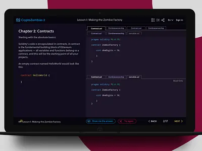 Crypto Zombies Coding UI bockchain coding ui