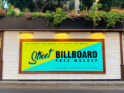Free Street Wall Mounted Billboard Mockup PSD billboard mockup free download free mockup free psd freebie mock up mockup mockup psd outdoor mockup psd psd mockup street billboard mockup wall mounted