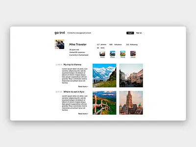 User profile for travel social network 006 dailyui dailyui 006 minimalistic social social network travel