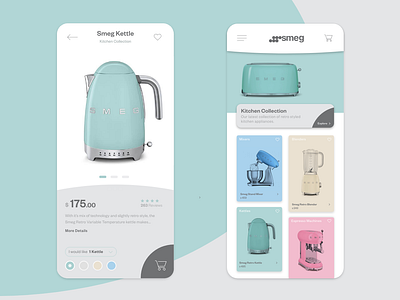 Smeg eCommerce App app category page digital product ecommerce ecommerce design ecommerce shop interface design iphone kitchen mobile app mobile application product page shopify shopping smeg ui ui design userinterface ux