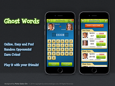 Ghost Words game app design game ghost ios iphone skeumorphic skeuomorphic ui word