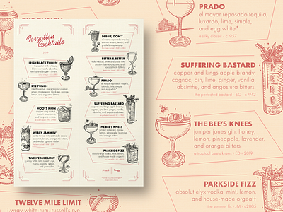 Forgotten Cocktails cocktail cocktail bar cocktails graphic design illustration layout restaurant vintage