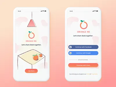 Orangeme Onboarding character deals getstarted illustration login orange signin signup ui