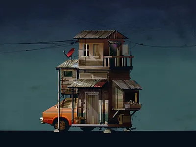 Almost Nothing background concept digital art display homepage house illustration landingpage scene