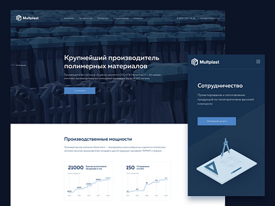 Multplast adaptive blue company data factory infographic isometric isometry landing technology ui uxui webdesign website