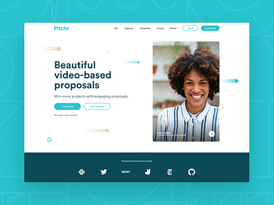 Pitchr landing page concept blue branding button concept home page landing landing page logos proposals saas ui video website