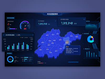 big Data blue dashboad data map pc ui