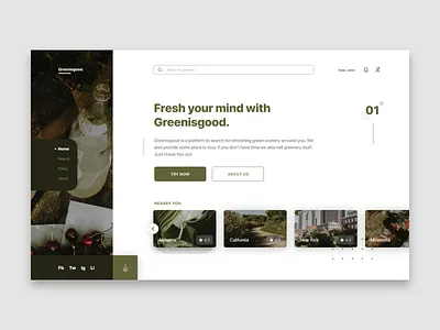 Greenisgood - Landing page exploration design. app clean concept design everyday design landing layout ui user inteface webdesign website