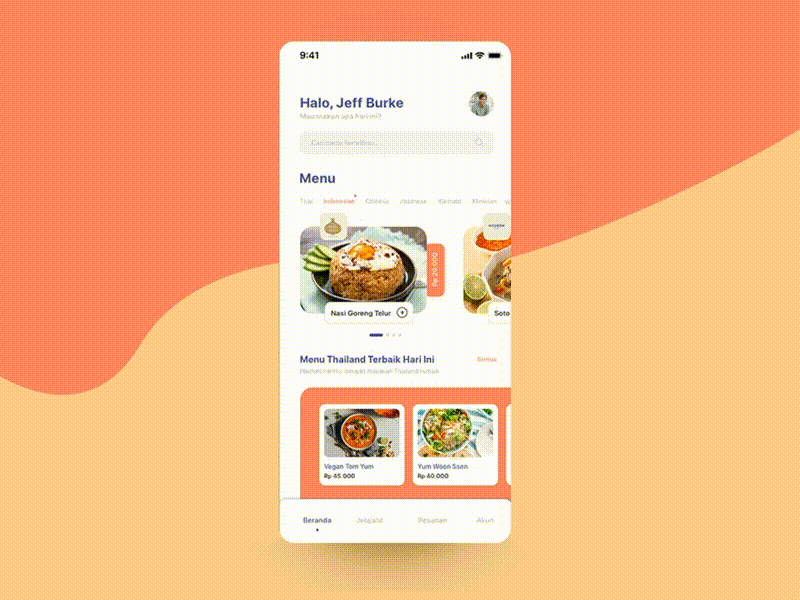 Food Directory Exploration Animated interface design mobile app ui ui design ux ux design