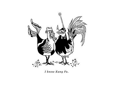 Chuna Party black and white chicken creature design fish illustration ink