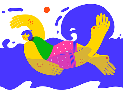 Swimmer illustration summer summertime swimming water