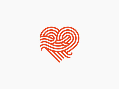 Noodle Love food heart icon logo love mark noodle symbol