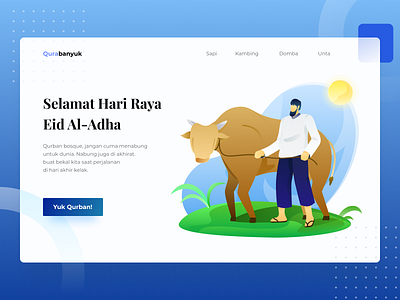 Ied Al-Adha Landing Page animal cow gradient gradients illustration ilustration landing page plants