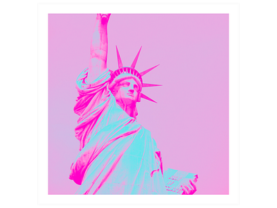 Liberty in 70's abstract art blue colourful design digital art digital painting fushia illustratiom liberty pink popart poster statue