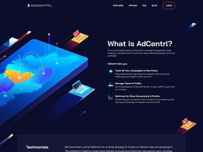 Automated Digital Ad Campaign Management System 3d ad automation system campaign digital home page illustration landing page management system ui ux vector web design web illustration