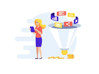 illustration Purchase funnel art cartoon design flat illustration illustrator vector