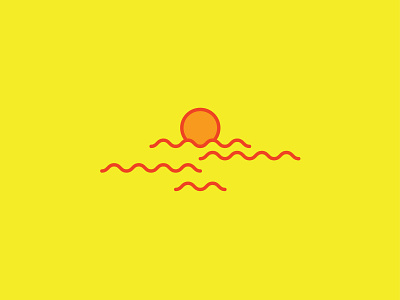 sun-sea cute design flat fun graphic design icon illustration orange sunset vector yellow